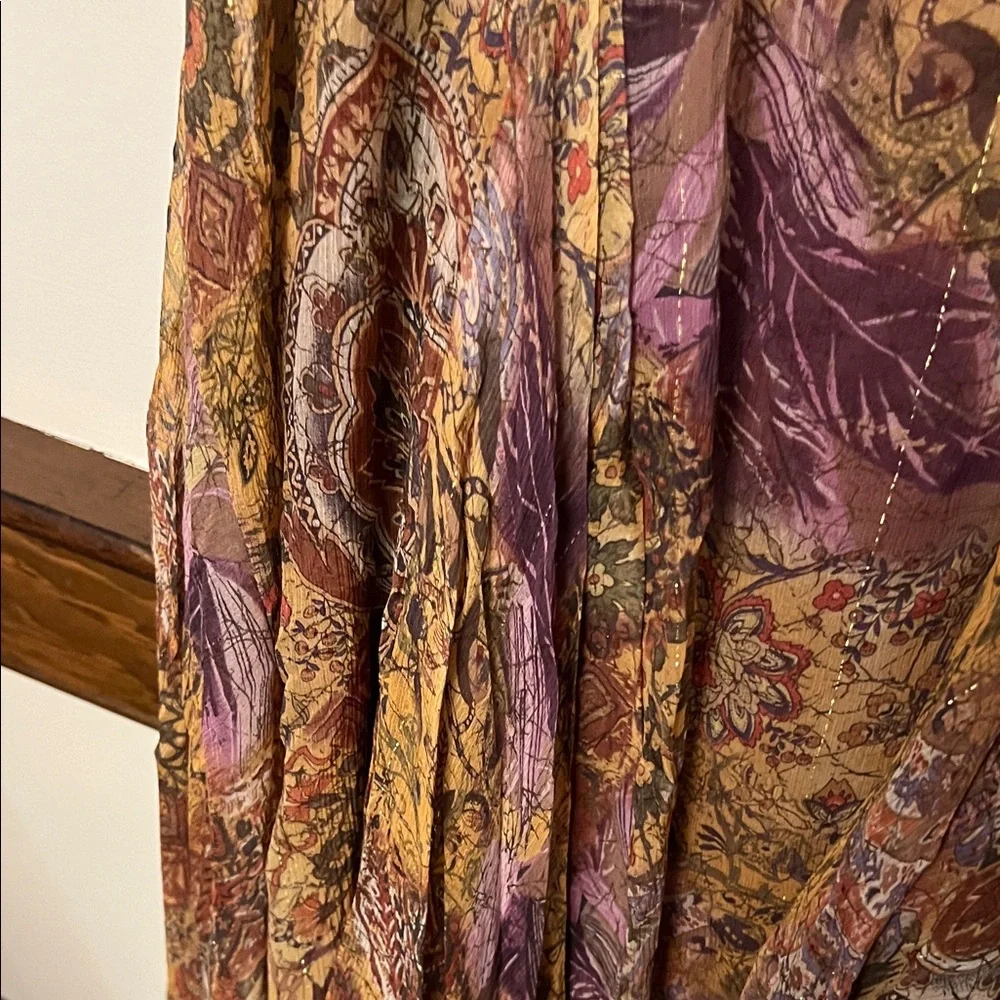 Lauren Ralph Lauren Asymmetrical Floral Maxi Skirt in camel and cinnamon - Picture 3 of 5